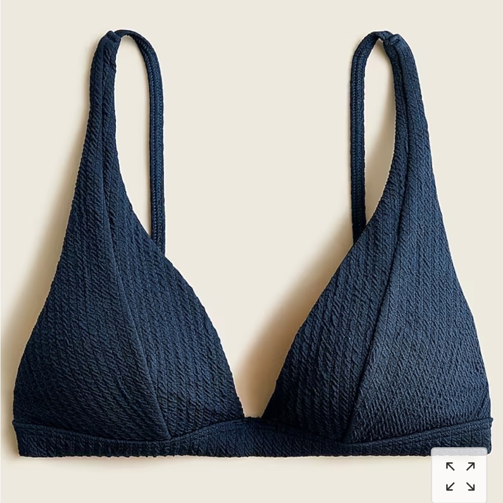 J Crew Textured plunge bikini top SMALL deep Midnight (Blue)